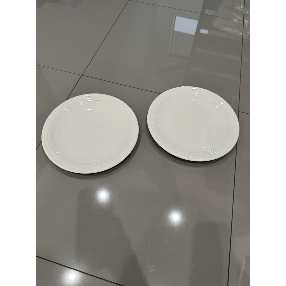SET 2 USED FIESTAWARE 11.5" WHITE DINNER PLATES FIESTA Vguc